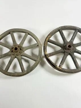 None | Accents | Antique 2 Wooden Wagon Wheels Iron Rim Rustic ...